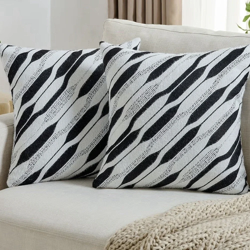Black Decorative Throw Pillow Covers 20x20Inch Set of 2,Soft Faux‎ Cashmere